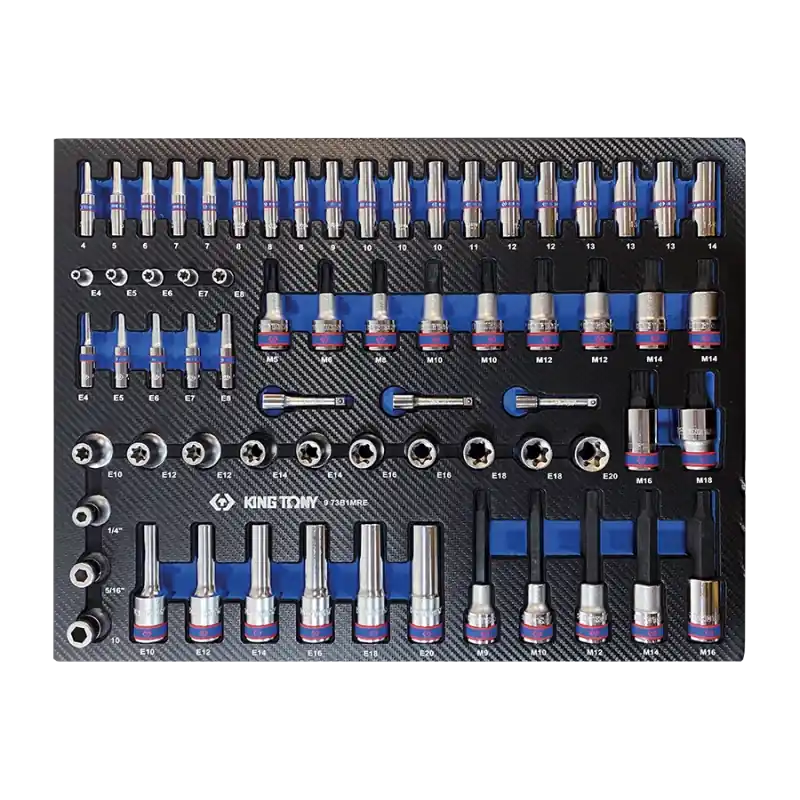 Meilleur Choix Module Mousse + Pp 67 Pièces Douilles 1/4 & 1/2" King Tony - 973B1MRE