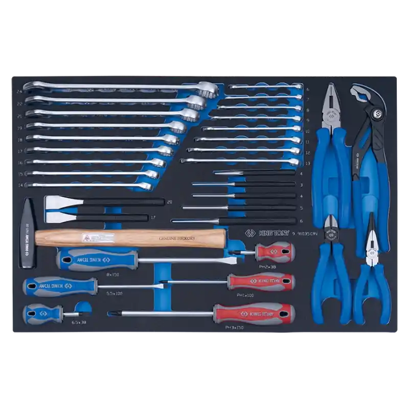 Promotion Module Mousse + Pp 35 Pièces Tournevis,Clés, Pinces, Outils De Frappe King Tony - 991035CRV