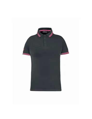 Polo manches courtes femme WAY LADY Grey Fucsia EY264GF - Upower Satisfait Ou Remboursé