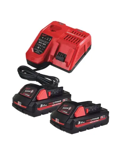 Pack 2 batteries 3Ah High Output + chargeur M18 HNRG-302 4933471071 - Milwaukee Promotion