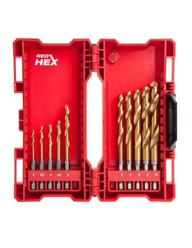 Coffret 10 forets métal HSS-G Red Hex Shockwave 48894759 - Milwaukee Usine Directe