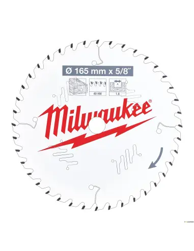 Nouvel Arrivage Lame de scie circulaire bois Ø 165 x 15.87 x 1.6 x 40 dents 4932471312 – Milwaukee