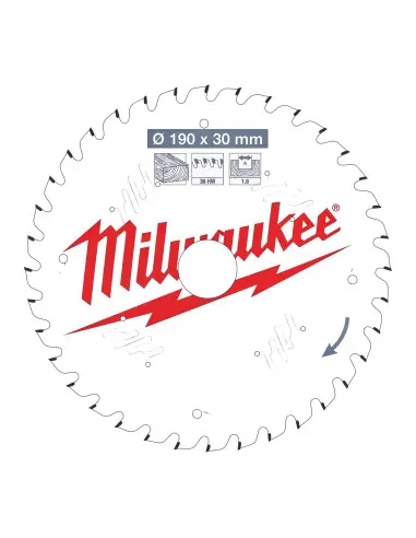 Remise Lame de scie circulaire bois Ø 190 x 30 x 1.6 x 36 dents 4932471301 - Milwaukee