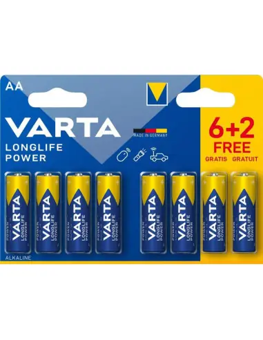 Pas Cher 6+2 Piles Alcalines AA / LR6 LongLife Power Varta