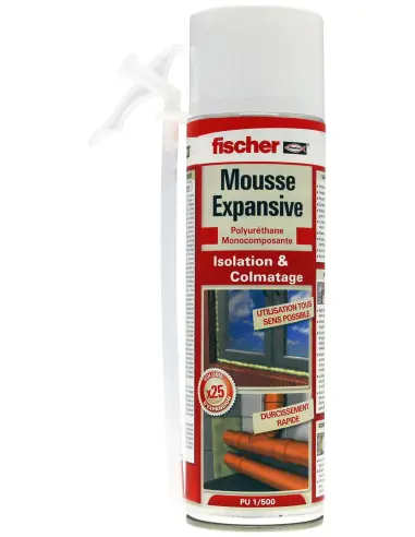 Mousse polyuréthane PU 1/600 tête en bas (500 ml) 053387 – Fischer Promotion Saisonnière
