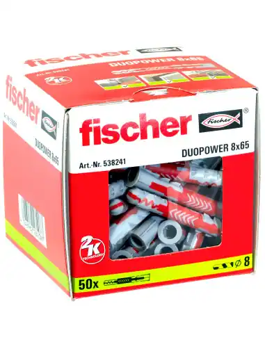 Commander Maintenant Cheville tous matériaux fischer DuoPower 8×65 sans vis (x50) 538241 – Fischer