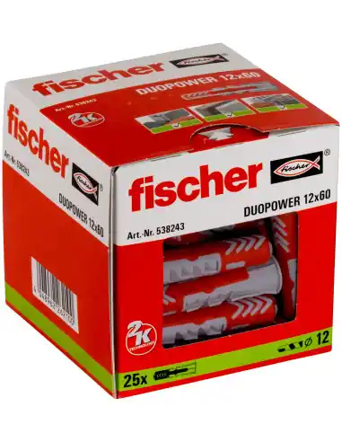 Cheville bi-matière DuoPower 12 x 60 sans vis (x25) 538243 – Fischer Meilleur Prix