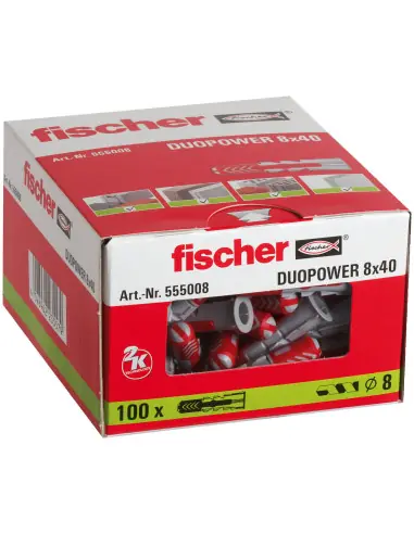 Cheville bi-matière DuoPower 8 x 40 sans vis (x100) 555008 – Fischer Vente Flash