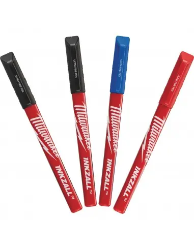 Pack de 4 marqueurs à pointe fine de couleur INKZALL 48223165 – Milwaukee Réduction