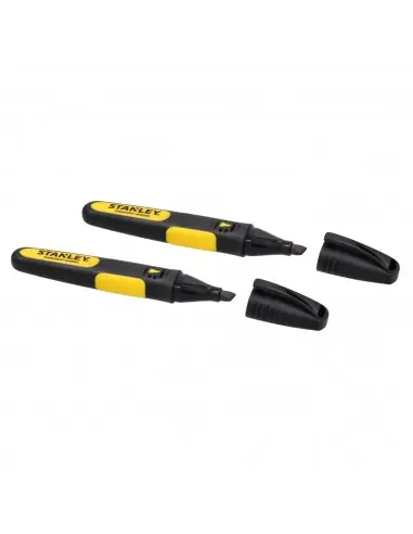 Pack de 2 Marqueur noir pointe large biseautée 0-47-314 - Stanley Expédié Aujourd'hui