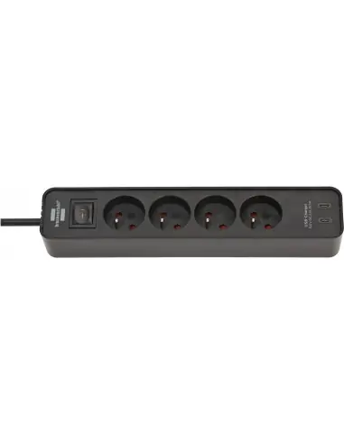 Multiprise 4 prises avec interrupteur + 2 ports USB C 5,0V DC 3,1A 1,5m de câble H05VV-F 3G1,0 1153241106 – Brennenstuhl Promotion