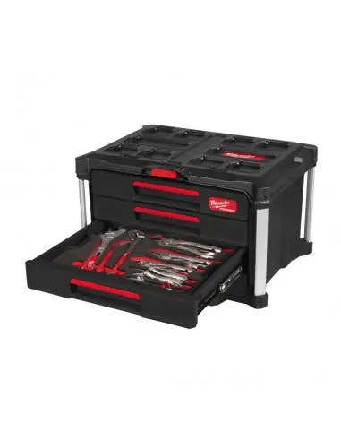Coffret équipé 4 tiroirs Tournevis, Pinces et Marteaux 76 piéces PACKOUT 4932501866 - Milwaukee Top Vente