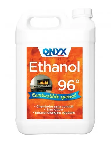 Éthanol 96% Combustible Cheminée Sans Conduit (5 litres) A55050503 – Onyx Solde