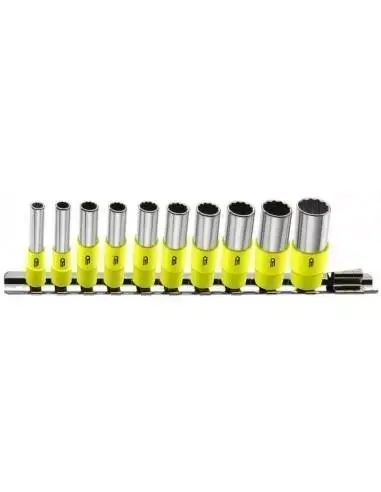 Affaire À Saisir Jeu de 11 douilles longues 1/4&Prime; 12 pans en pouces sur rack – FLUO – REL.40UF – Facom