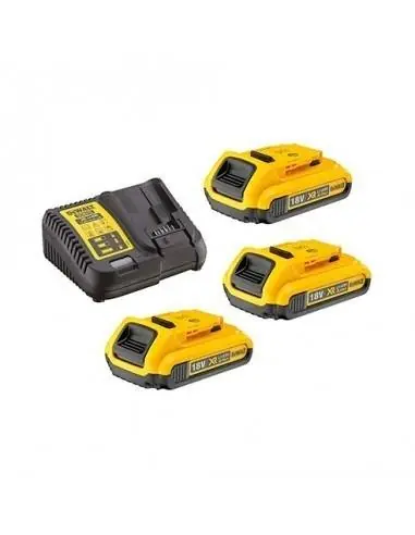 Pack 3 batteries XR 18V 2Ah Li-Ion + chargeur - DCB115D3 - Dewalt Promotion