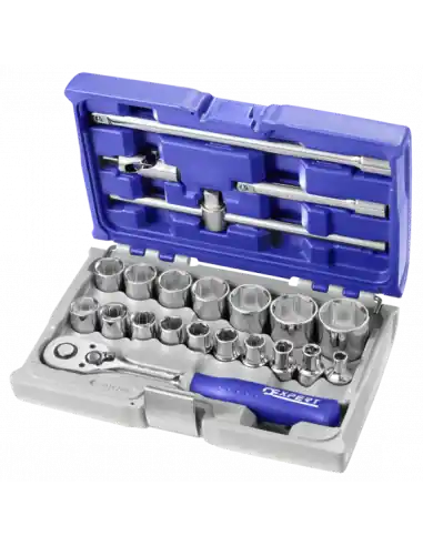 Nouvelle Collection Coffret de douilles et accessoires 1/2&Prime; métriques – 22 pièces E032900 – Expert By Facom