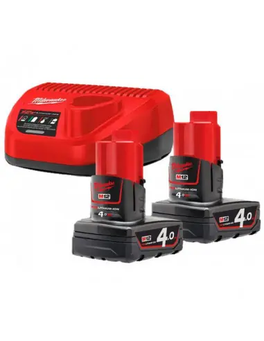 Satisfait Ou Remboursé Pack 2 batteries 12V 4Ah + chargeur M12 NRG-402 4933459211 - Milwaukee