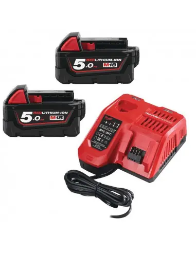 Petit Prix Pack 2 batteries 18V 5Ah + 1 batterie 12V 2Ah + chargeur M18 NRG-502 4933459217 - Milwaukee