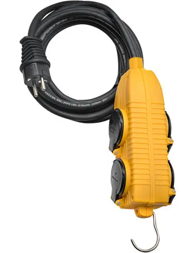 Rallonge électrique 10m de câble H07RN-F 3G2,5 avec Powerblock 4 prises à clapet IP44 Affaire À Saisir