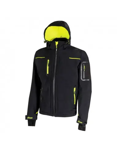 Veste de travail softshell Noir Carbone/Jaune Fluo SPACE FU187BC – U-Power Marque