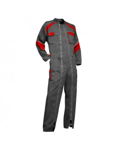 Combinaison de travail double zip Gris/Rouge LUZERNE 401221 - LMA Offre Exclusive