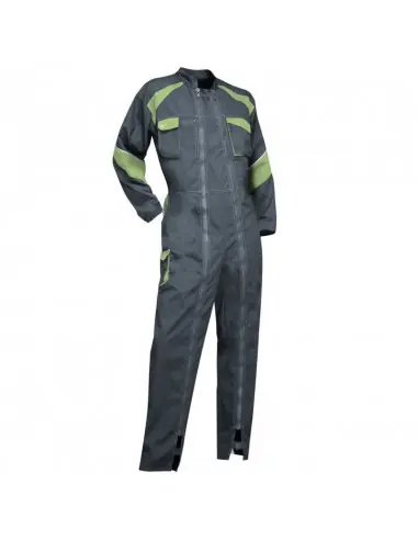 Combinaison de travail femme bicolore double zip Gris/Vert anis ORGE 401021 - LMA Expédition Rapide
