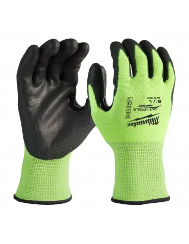 Gants anti-coupure haute visibilité Hi-Vis niveau 3 Taille 9/L 4932478132 - Milwaukee Meilleure Vente