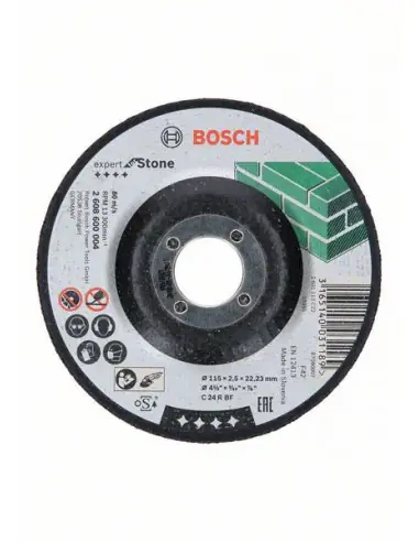 Disque à tronçonner à moyeu déporté Expert for Stone (pierre) 115x2.5 mm 2608600004 - Bosch Prix Promo