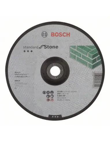 Disque à tronçonner à moyeu déporté Standard for Stone (pierre) 230x3.0 mm 2608603176 - Bosch Prix Bas