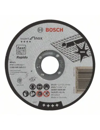 Disque à tronçonner à moyeu plat Expert for Inox 115x1.0 mm 2608600545 - Bosch Nouveauté