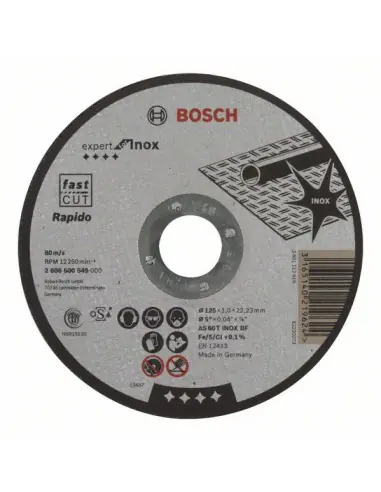 Top Vente Disque à tronçonner à moyeu plat Expert for Inox 125x1.0 mm 2608600549 - Bosch