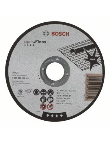 Prix Cassé Disque à tronçonner à moyeu plat Expert for Inox 125x1.6 mm 2608600220 - Bosch