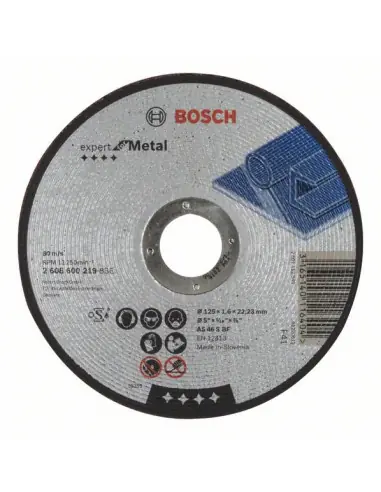 Certifié Disque à tronçonner à moyeu plat Expert for Metal 125x1.6 mm 2608600219 - Bosch