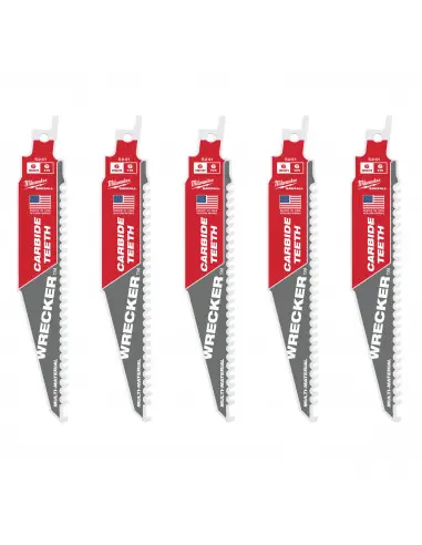Acheter En Ligne Lame scie sabre TCT WRECKER 150/6T (x5) 48005541 - Milwaukee