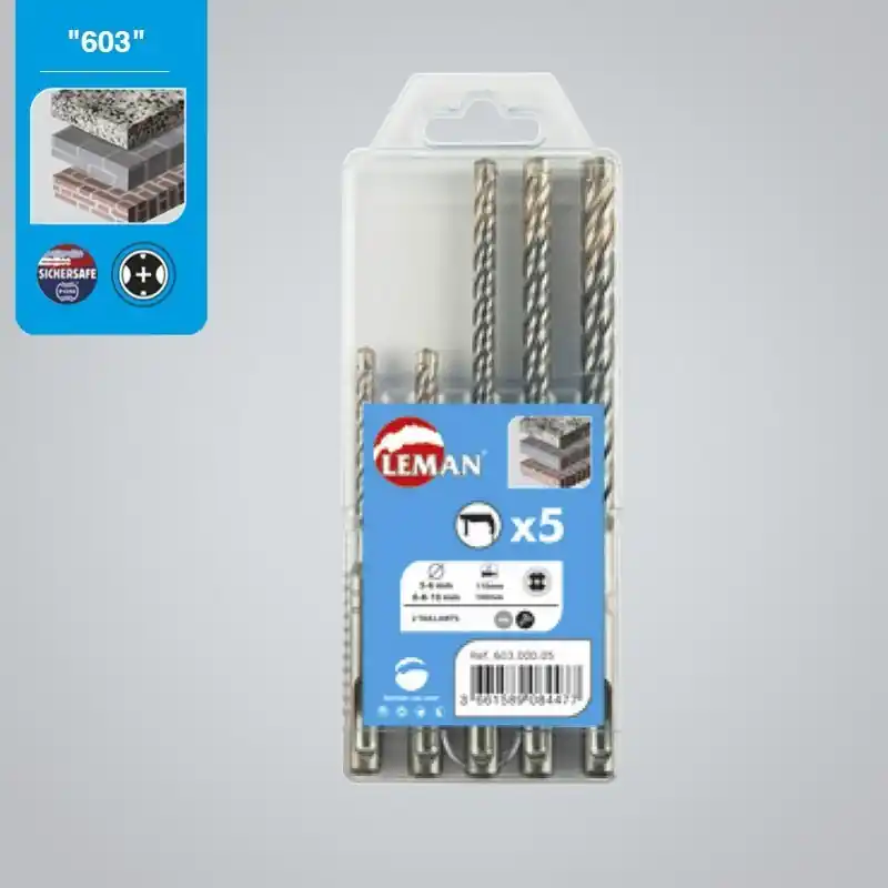 Coffret 5 forets SDS – LEMAN 603.500.05 – Ø 5 à 10mm – pour matériaux Offre Du Jour