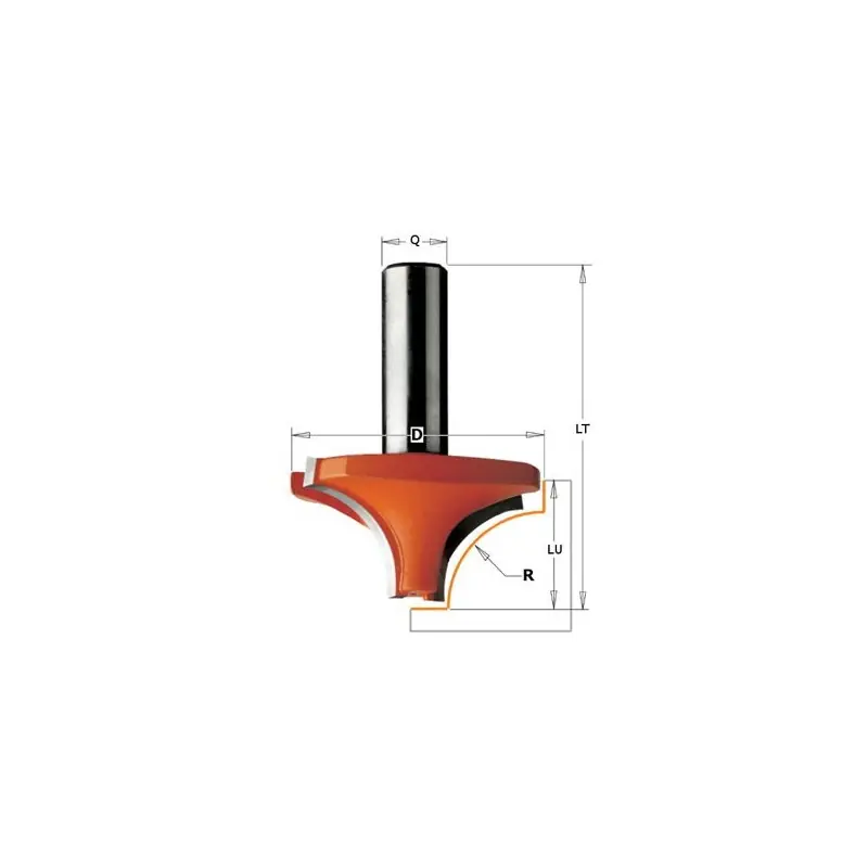 Mèche 1/4 de rond - CMT 92704011 - r 4 mm - Ø 19 x l 12 x L 43,8 mm - Q8 Offre Spéciale