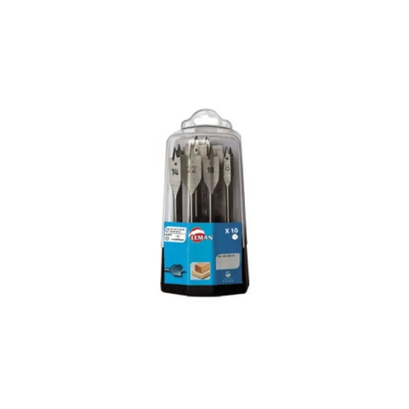 Coffret 10 mèches plates – LEMAN 304.500.10 – acier – QHEX Promotion