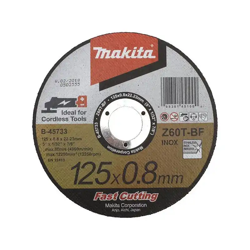 Disque à tronçonner – MAKITA B-45733 – Ø 125×0,8×22 mm – Inox Authentique