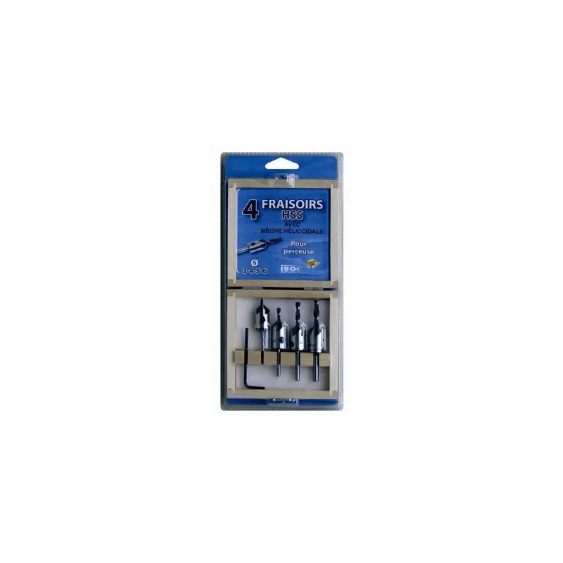 Affaire À Saisir Coffret 4 mèches à bois – LEMAN 203.500.04 – Ø 3 à 6 mm – fraisoirs