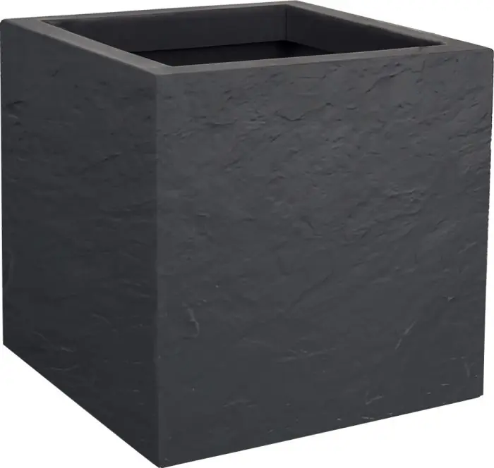 Nouveauté Carré VOLCANIA UP décor pierre – 29,5 x 29,5 x 29,5 cm – 21 L – Gris anthracite – EDA