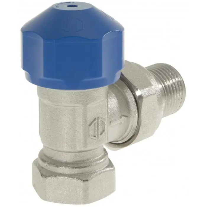 Robinet équerre thermostatisable Mâle Femelle 3/4&Prime; (20/27) avec douille écrou ezowell (bleu) – Conecterm Promotion