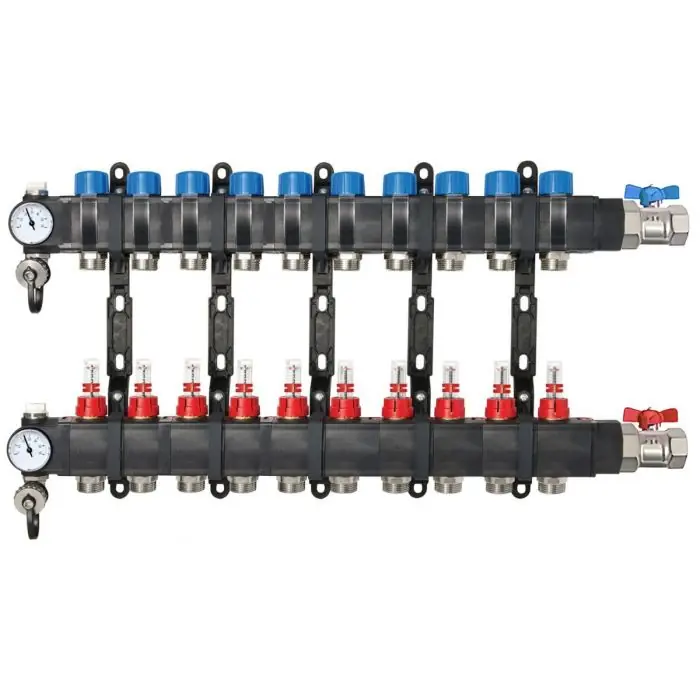 Collecteur composite 1&Prime; (26/34) PCBT – 10 départs mâle 3/4’’ EK avec kit vannes – Conecterm Commande En Gros