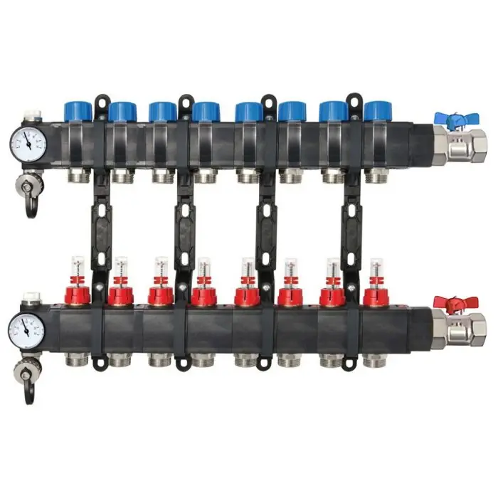 Collecteur composite 1&Prime; (26/34) PCBT – 8 départs mâle 3/4’’ EK avec kit vannes – Conecterm Usine Directe