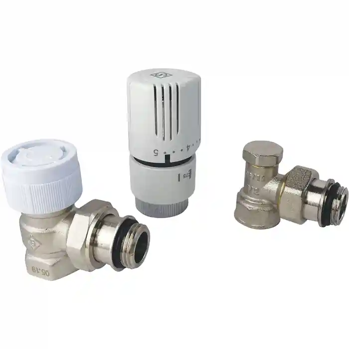 Kit robinet thermostatique avec tête thermostatique, corps équerre 1/2" (15/21) et coude de réglage 1/2" (15/21) - Somatherm Acheter En Ligne