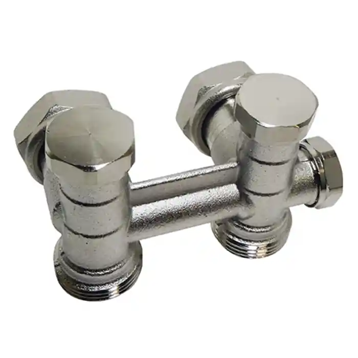 Vanne double corps équerre monotube pour radiateur 6 connexions mural - écrou 3/4" (20/27) - Mâle 3/4 EK - Somatherm Meilleure Vente