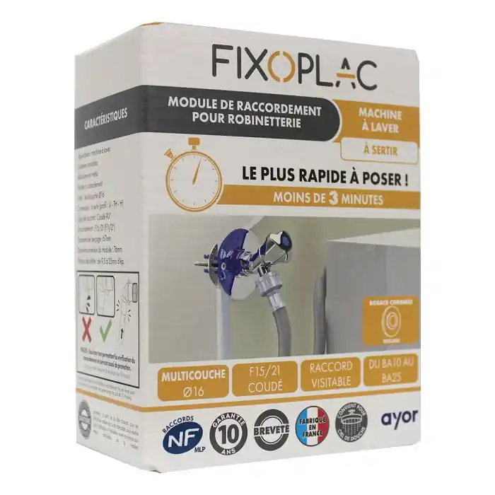 Sortie de cloison machine à laver FIXOPLAC - raccord coudé Multicouche à sertir Ø16 - Femelle 1/2" (15/21) - Somatherm Achat Immédiat