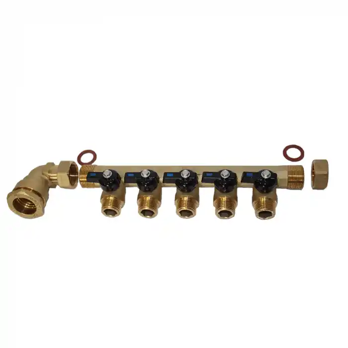 Pack collecteur sanitaire eau-froide 3/4‘‘ (20x27) 5 départs mâle 1/2‘‘ (15x21) alimentation PEHD Ø25 joints fibres - Arcanaute Affaire À Saisir