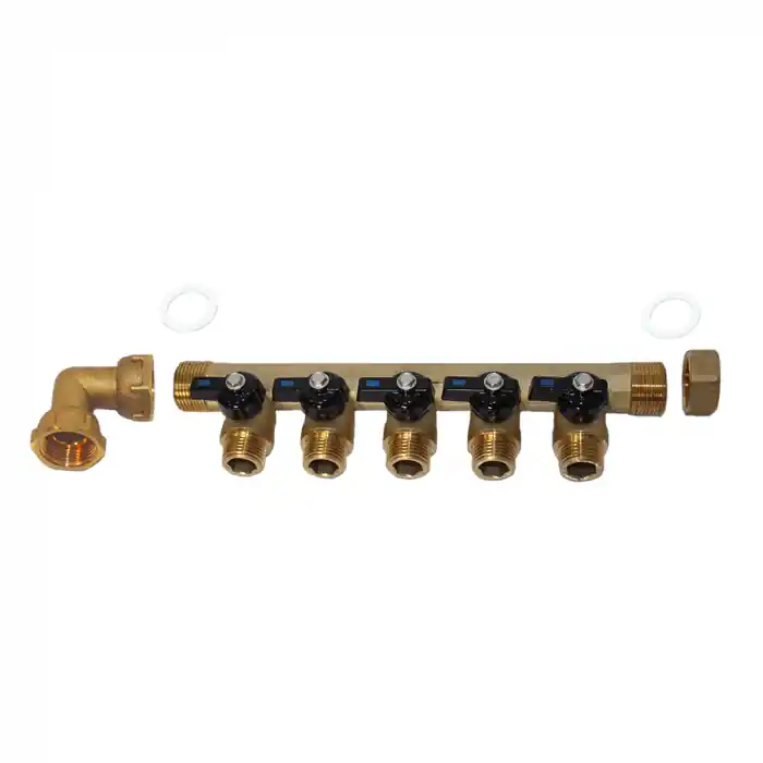 Pack collecteur sanitaire eau-froide ou eau-chaude ou chauffage 3/4‘‘ (20/27) 5 départs mâle 1/2‘‘ (15/21) - Arcanaute Nouveauté