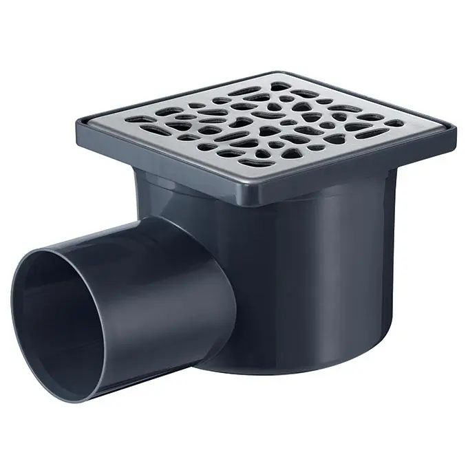 Siphon de sol sortie horizontale Ø50 à maçonner avec grille carré en inox 100X100mm - Wirquin Jusqu'à Épuisement Des Stocks