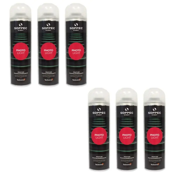 Lot de 6 Bombes PHOTO LIGHT peinture photoluminescente jaune – Soppec Authentique